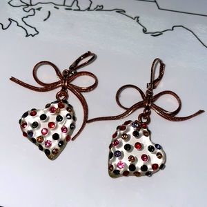 Betsey Johnson Lucite  Heart Rose Gold Earrings